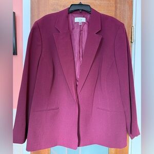 LeSuit Women’s Plus 24W NWOT Burgundy Single Breasted Classic Lined Blazer